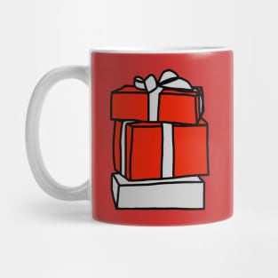 A Stack of Three Wrapped Christmas Gift Boxes Mug